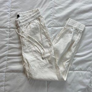 NWOT Theory White Linen Joggers